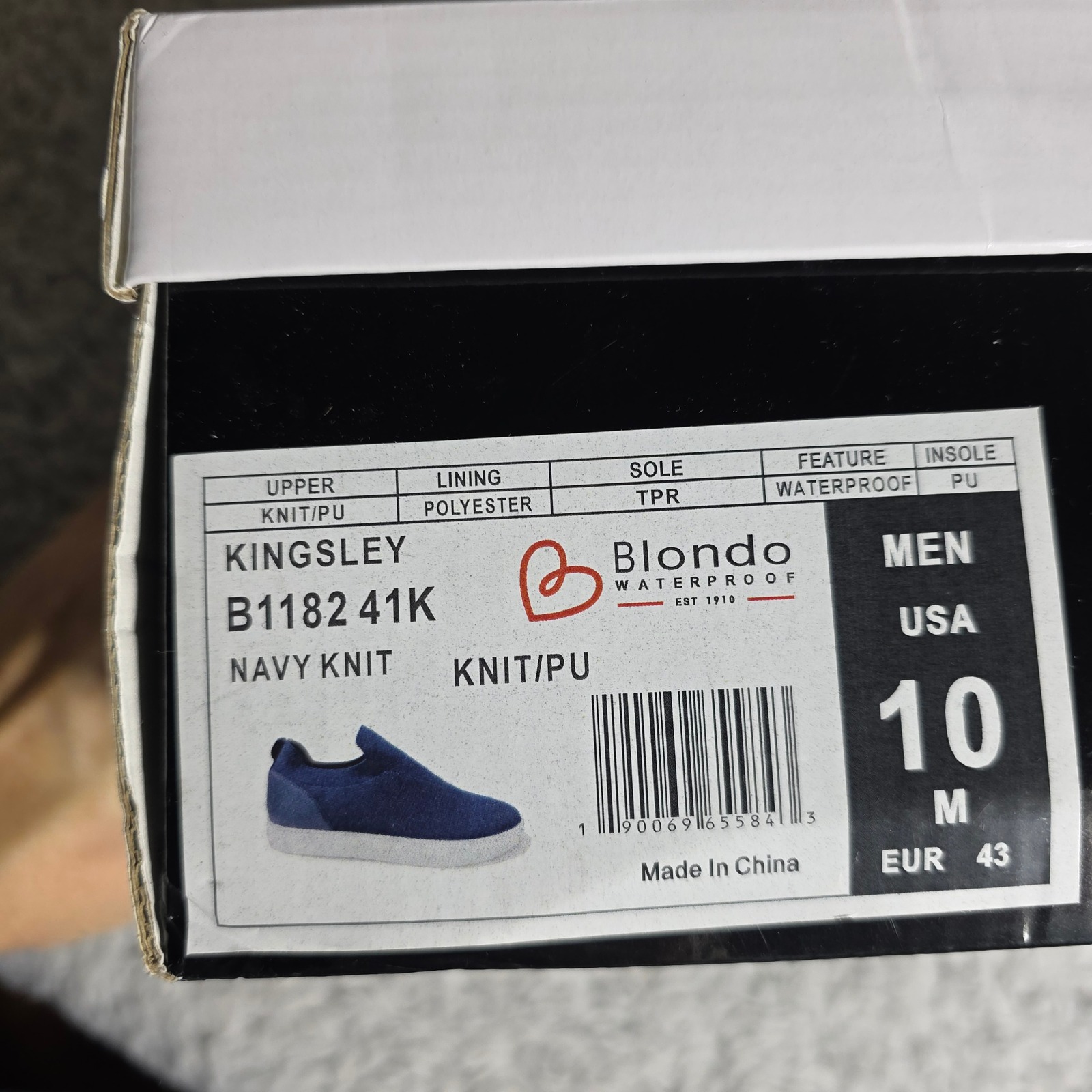 Blondo Kingsley Knit Waterproof Slip On Sneakers Men Size 10 Navy Blue New — image 8 of 8